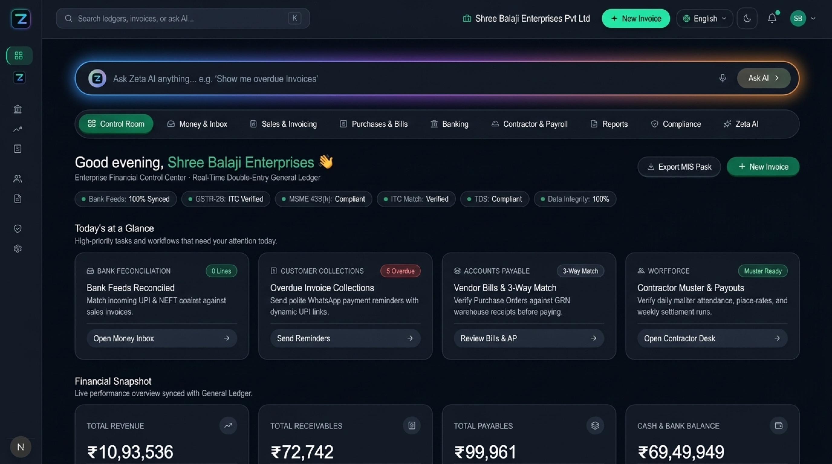 ZetaBooks v2 Polish Dashboard Preview