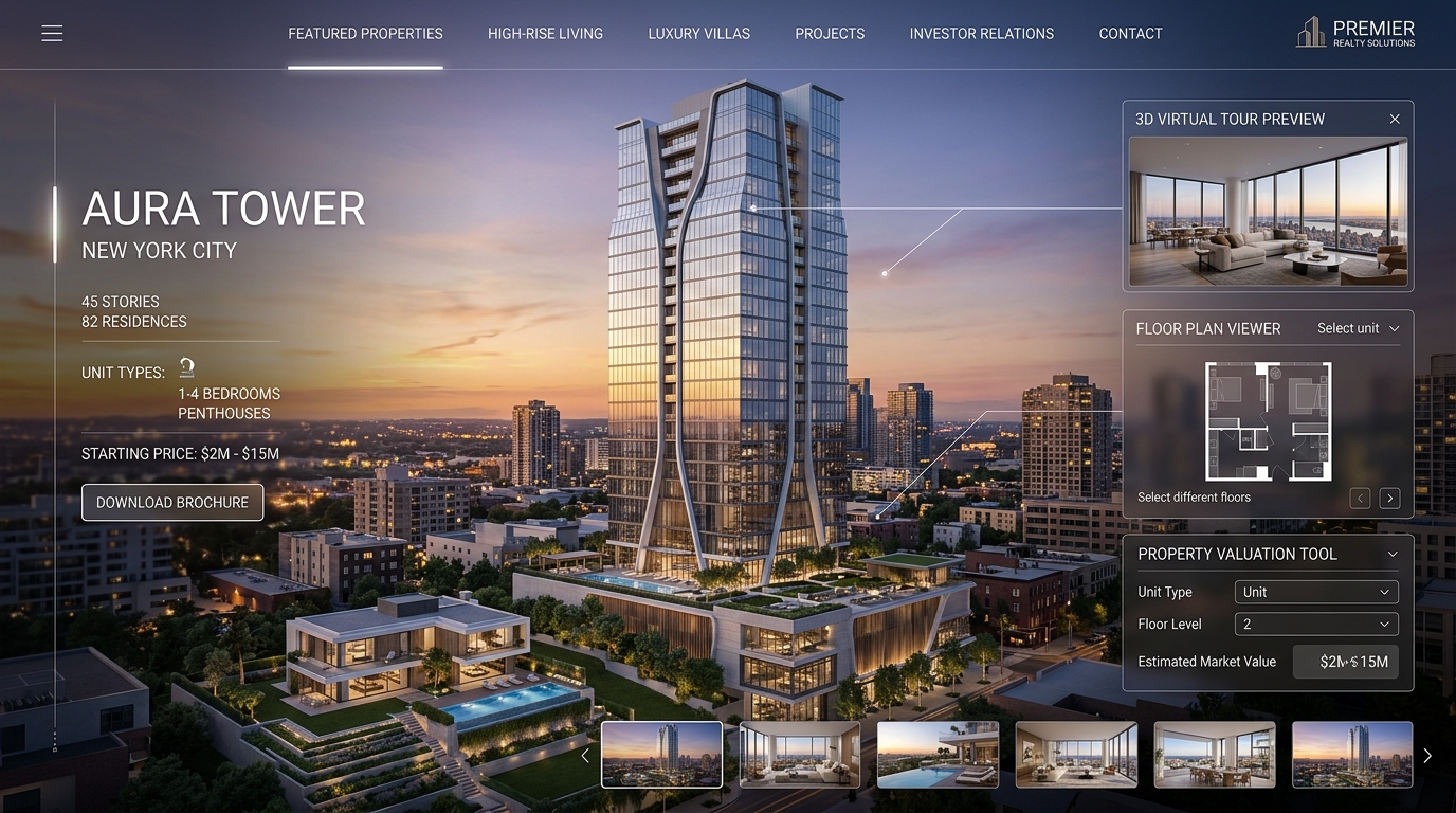 Luxury Real Estate and Property Developers Architectural Interface